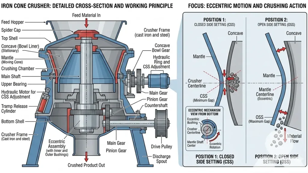 How Does Iron Ore Cone Crusher Work?
