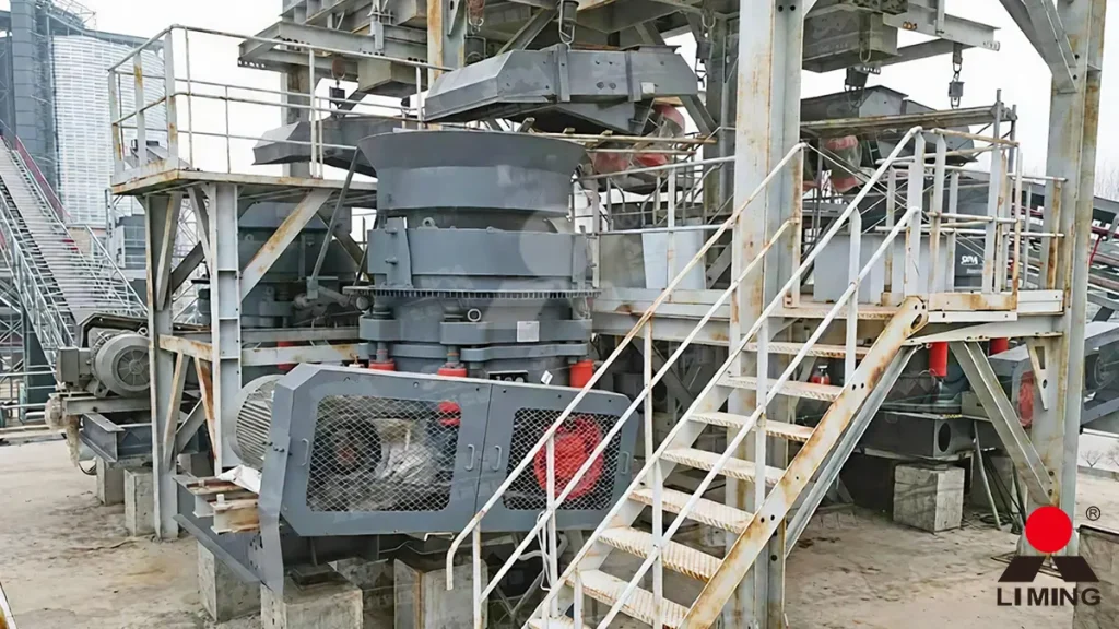 A 500 TPH aggregate crushing plant utilizing an HPT500 cone crusher